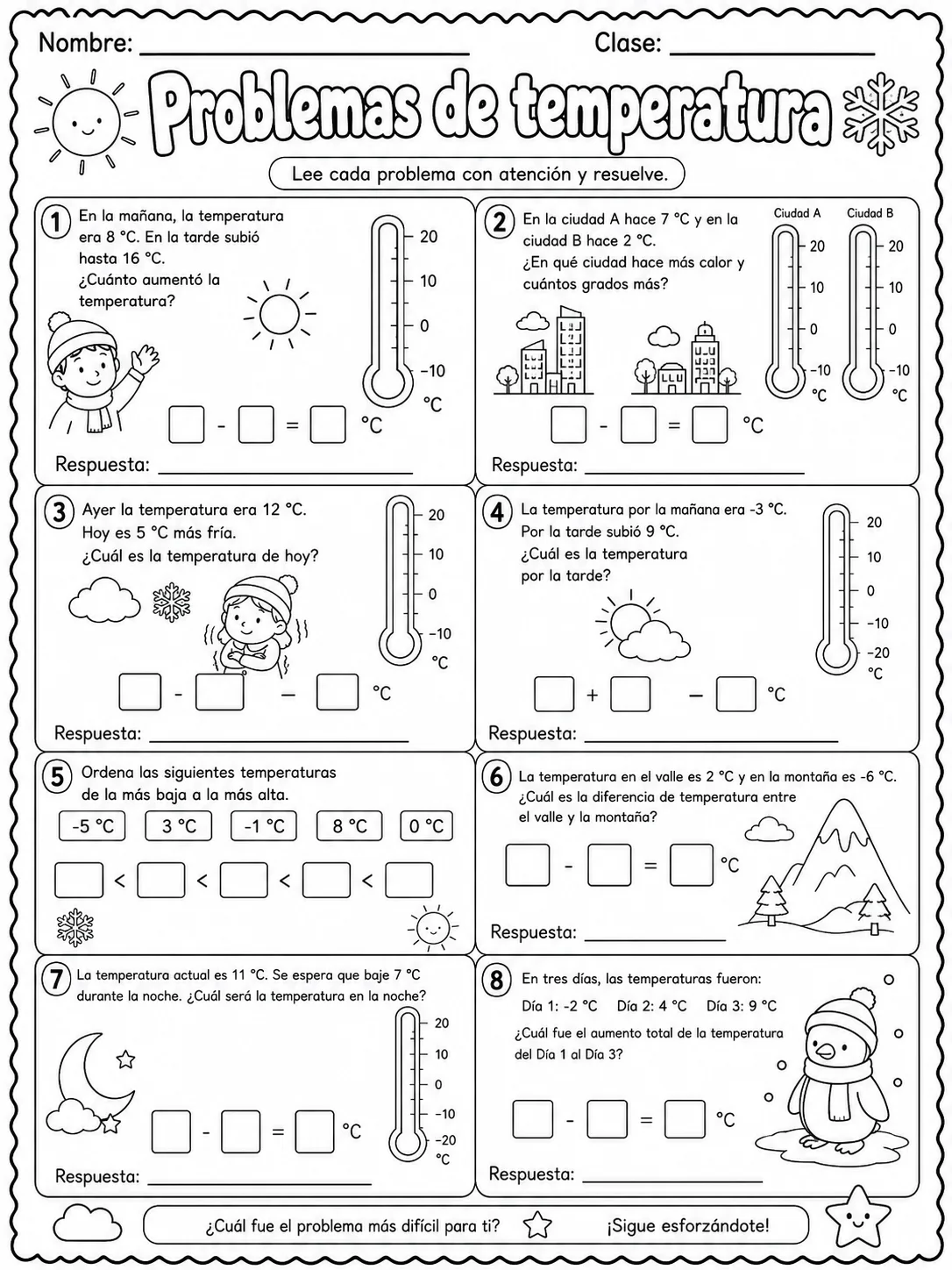 3.º grado - temperatura y medición - Paquete de fichas página 10 vista previa imprimible