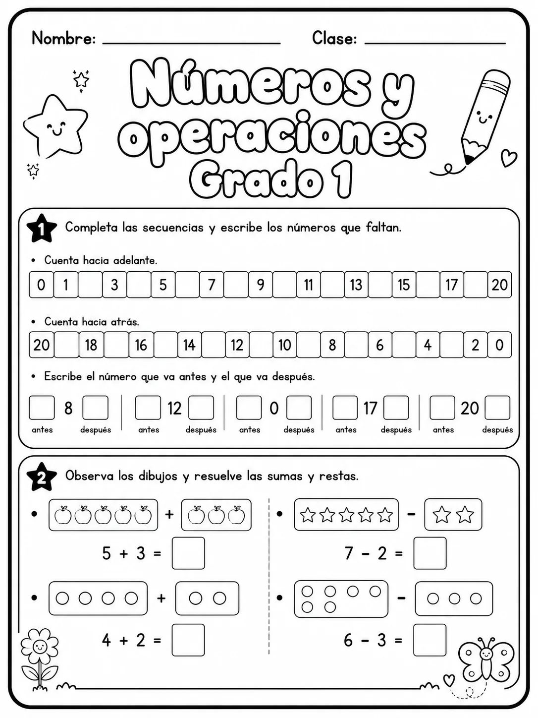 1.º grado - números y conteo - Paquete de fichas vista previa imprimible de matemáticas en KiwiBee