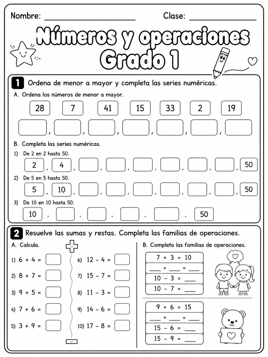 1.º grado - números y conteo - Paquete de fichas página 2 vista previa imprimible