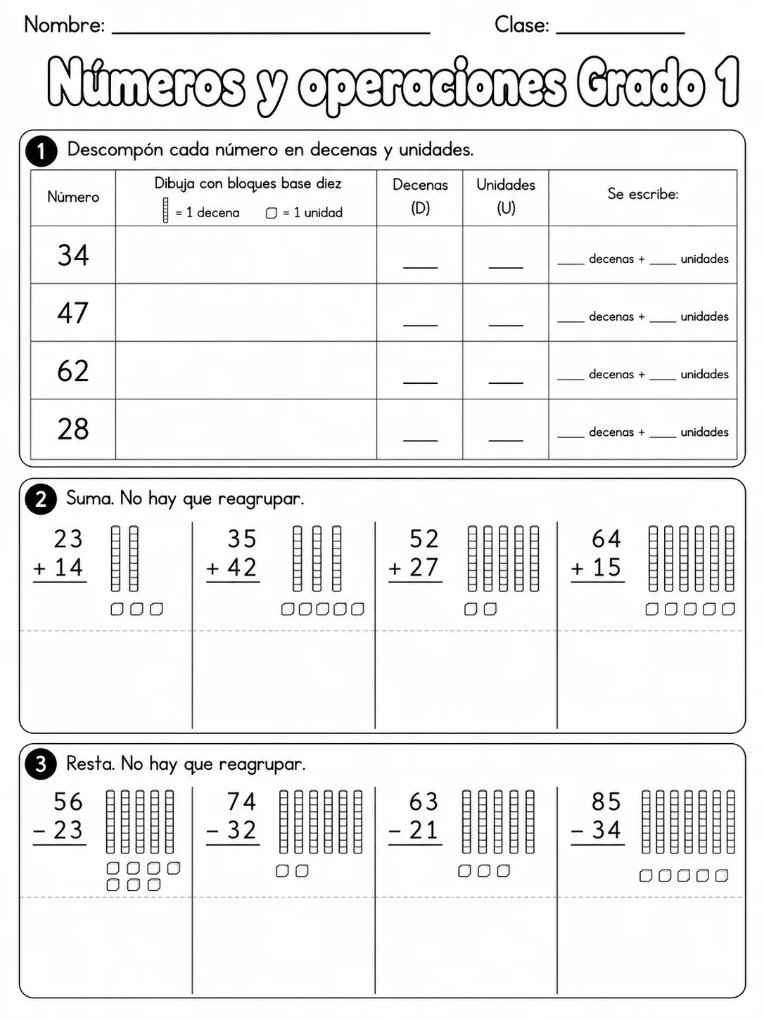 1.º grado - números y conteo - Paquete de fichas página 5 vista previa imprimible