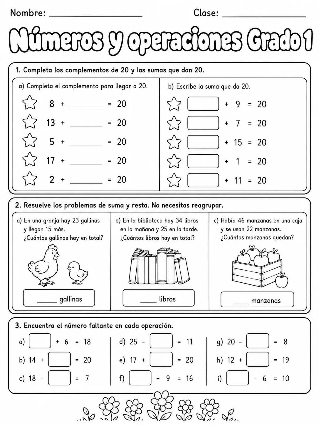 1.º grado - números y conteo - Paquete de fichas página 6 vista previa imprimible