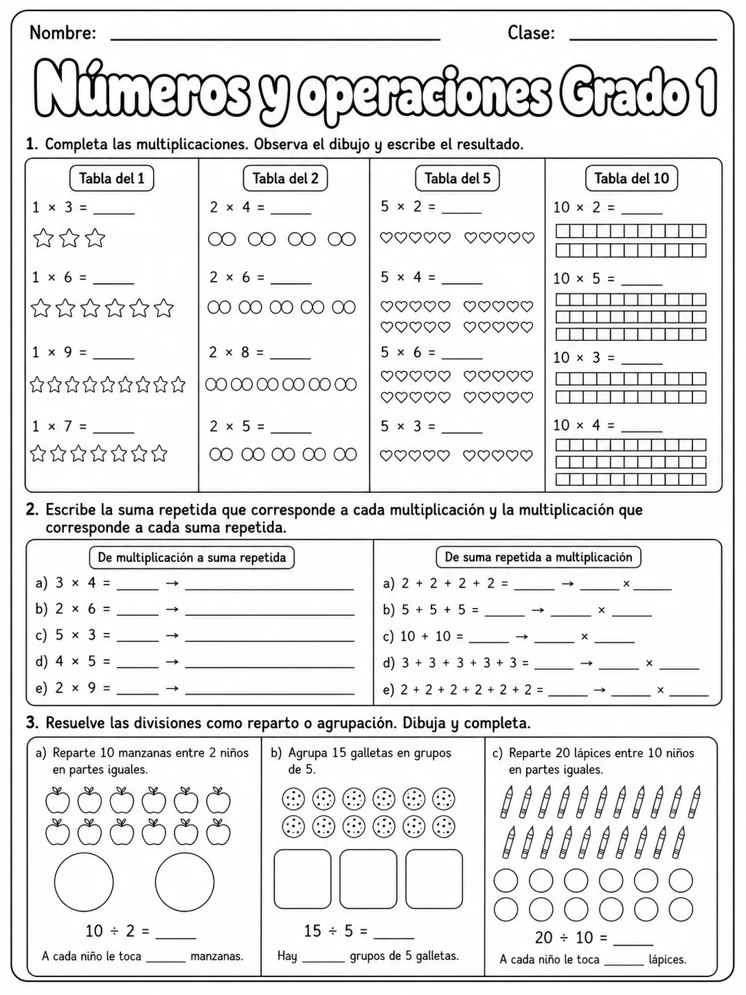 1.º grado - números y conteo - Paquete de fichas página 8 vista previa imprimible