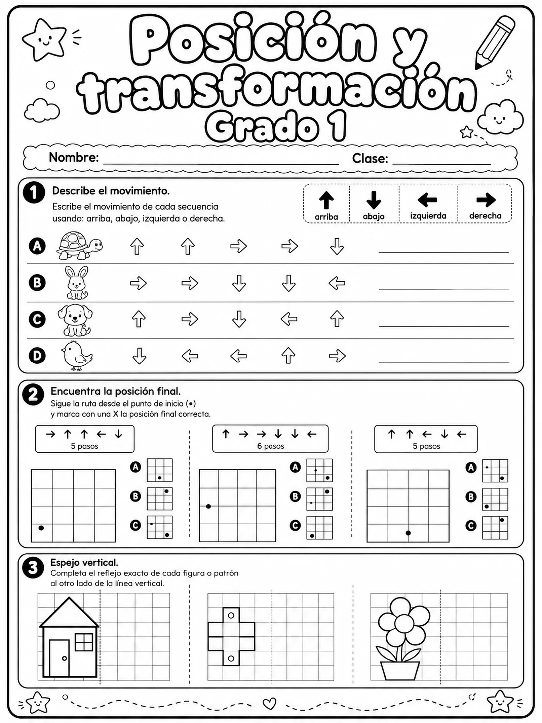 1.º grado - posición y dirección - Paquete de fichas página 8 vista previa imprimible