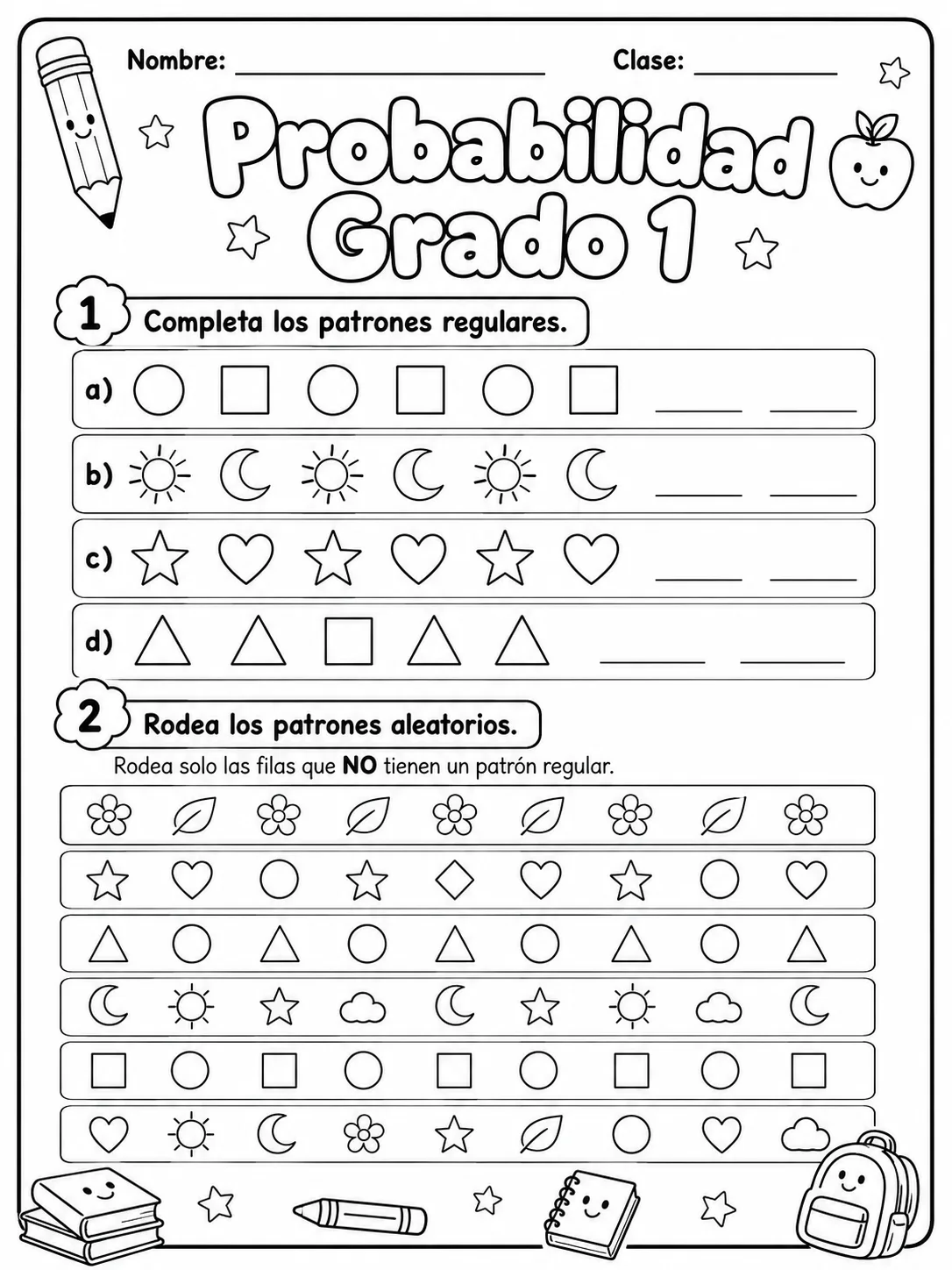 1.º grado - probabilidad - Paquete de fichas vista previa imprimible de matemáticas en KiwiBee