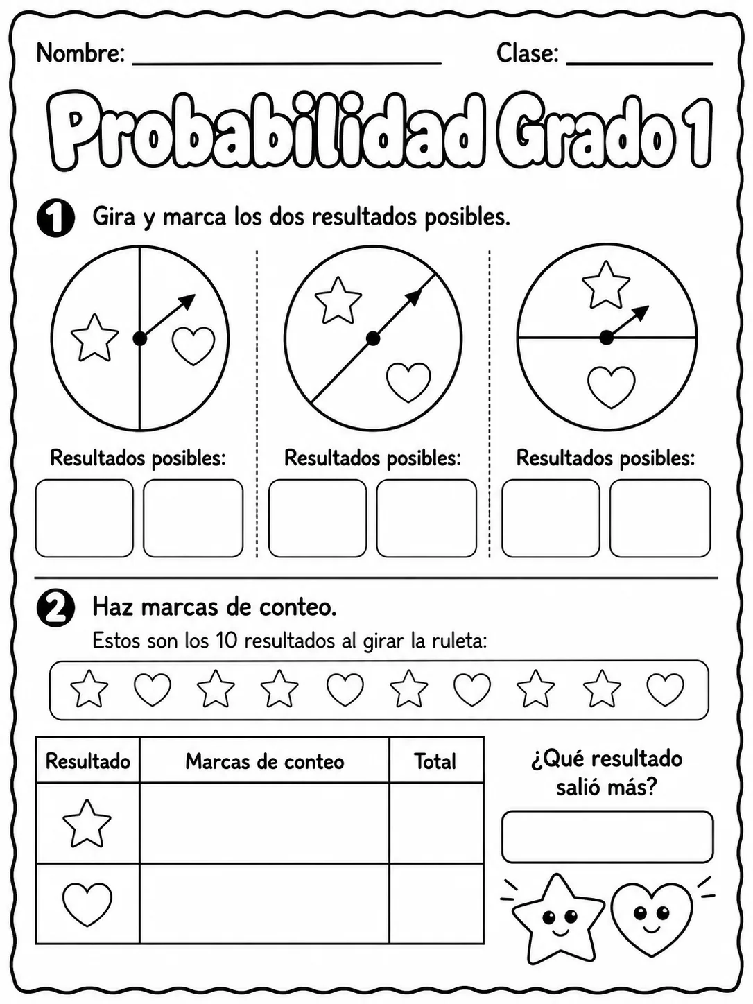 1.º grado - probabilidad - Paquete de fichas página 3 vista previa imprimible