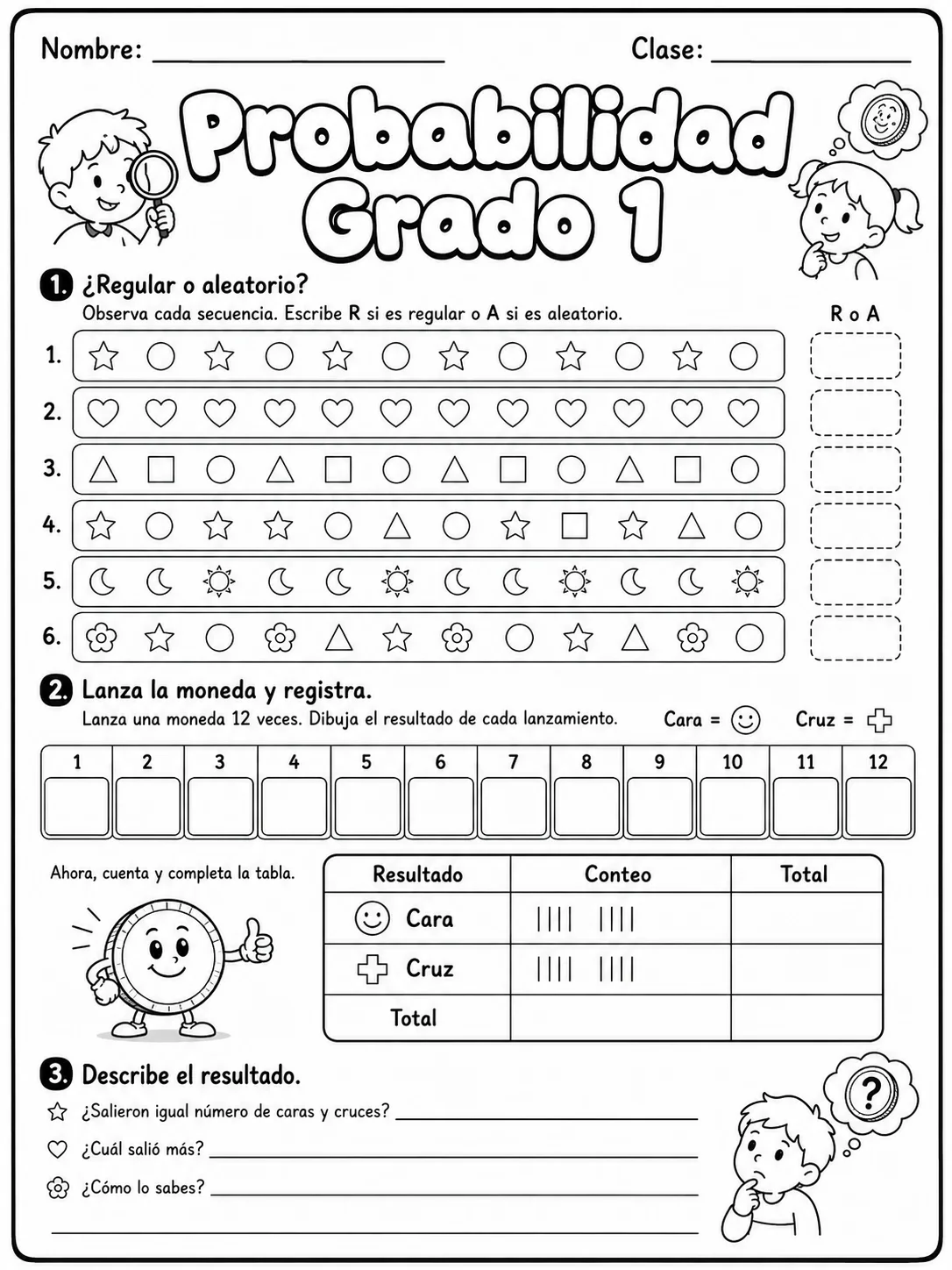1.º grado - probabilidad - Paquete de fichas página 5 vista previa imprimible
