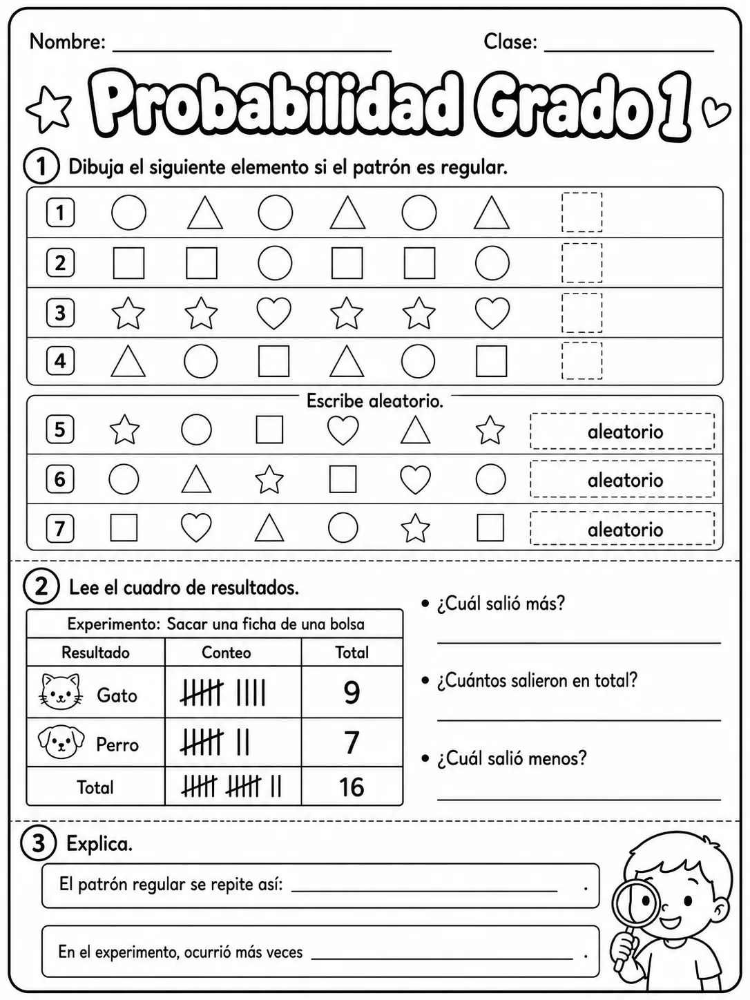 1.º grado - probabilidad - Paquete de fichas página 8 vista previa imprimible