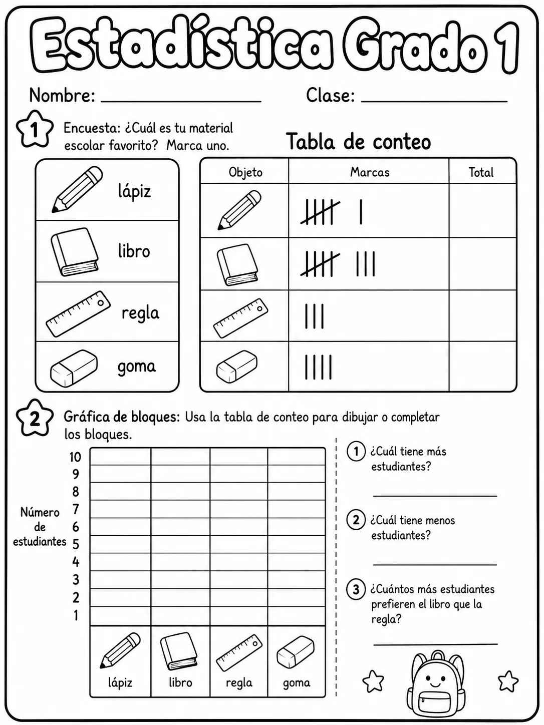 1.º grado - repaso de matemáticas - Paquete de fichas - Conjunto 2 página 2 vista previa imprimible