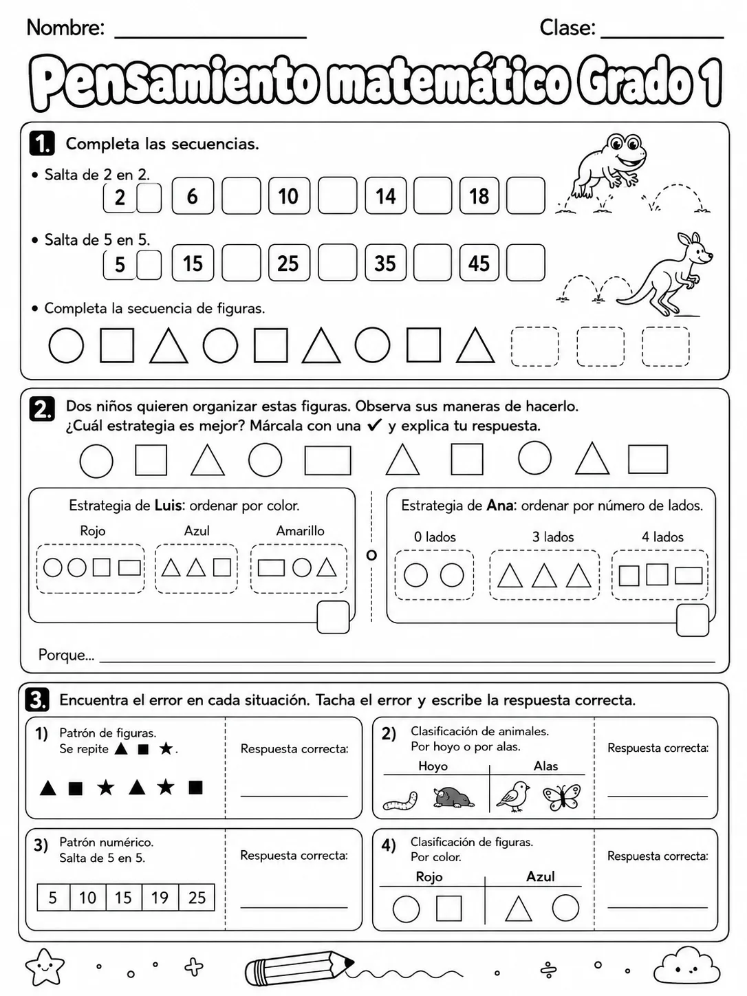 1.º grado - repaso de matemáticas - Paquete de fichas - Conjunto 3 página 6 vista previa imprimible