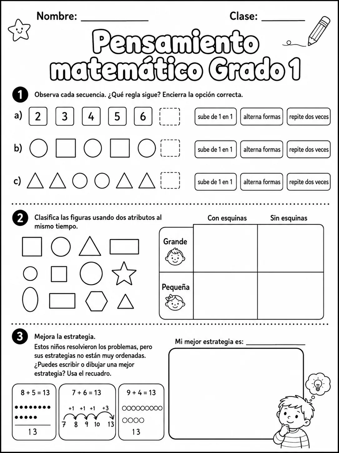 1.º grado - repaso de matemáticas - Paquete de fichas - Conjunto 3 página 8 vista previa imprimible