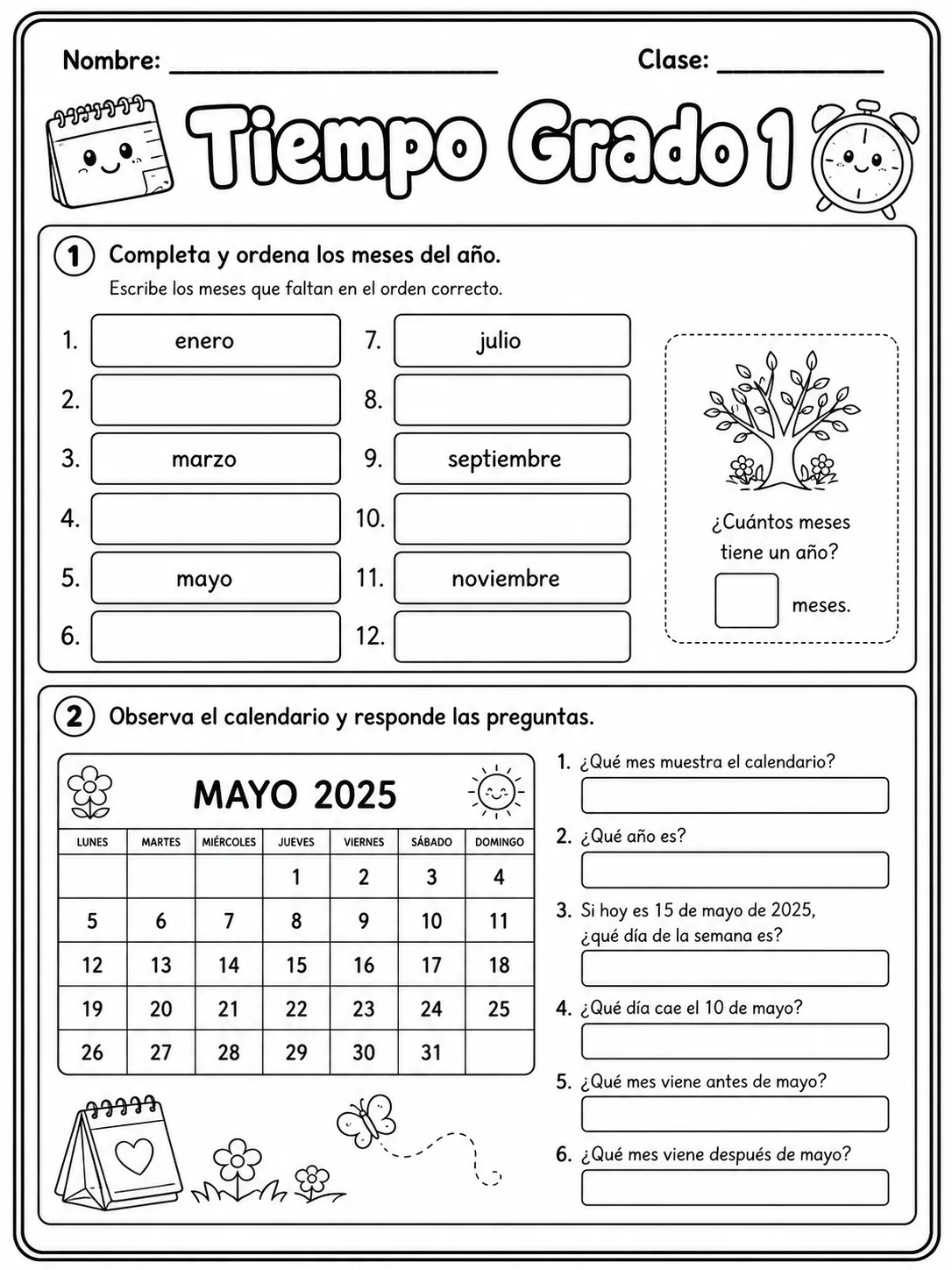 1.º grado - repaso de matemáticas - Paquete de fichas página 3 vista previa imprimible