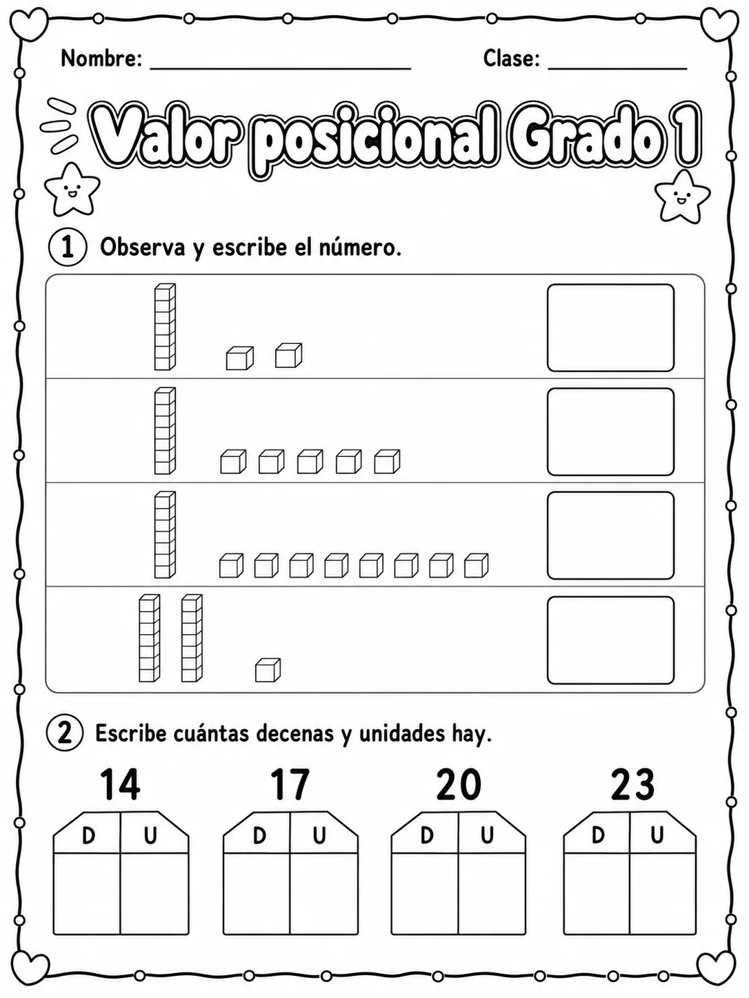 1.º grado - valor posicional - Paquete de fichas vista previa imprimible de matemáticas en KiwiBee