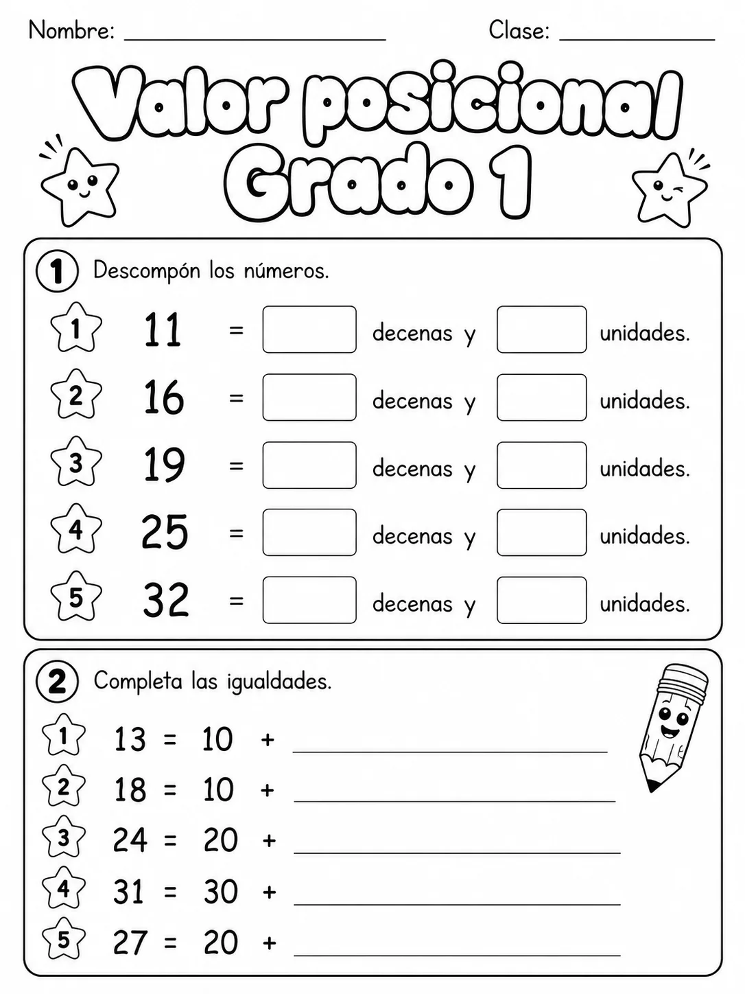 1.º grado - valor posicional - Paquete de fichas página 3 vista previa imprimible