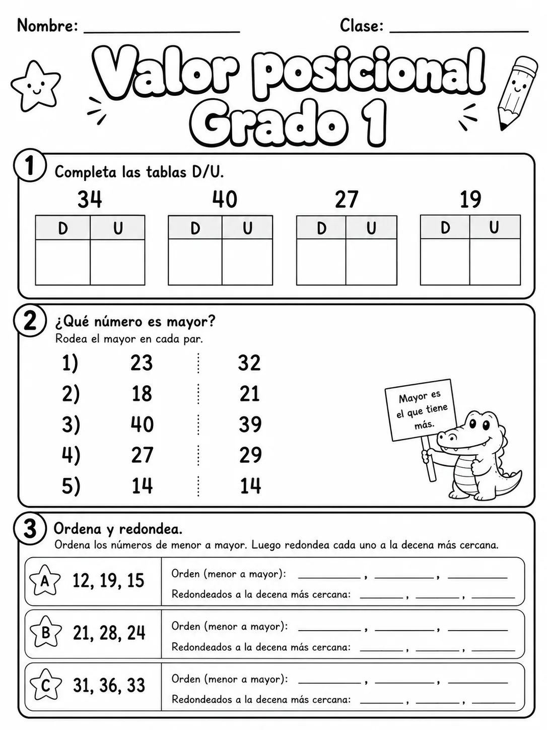 1.º grado - valor posicional - Paquete de fichas página 5 vista previa imprimible