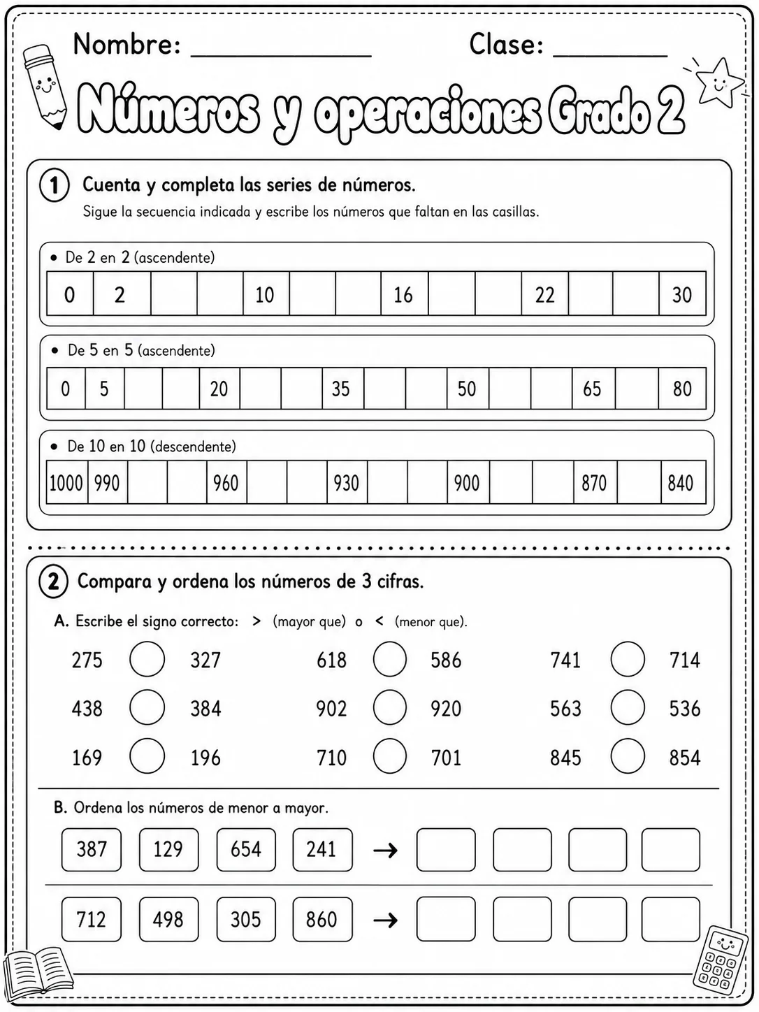 2.º grado - números y conteo - Paquete de fichas vista previa imprimible de matemáticas en KiwiBee