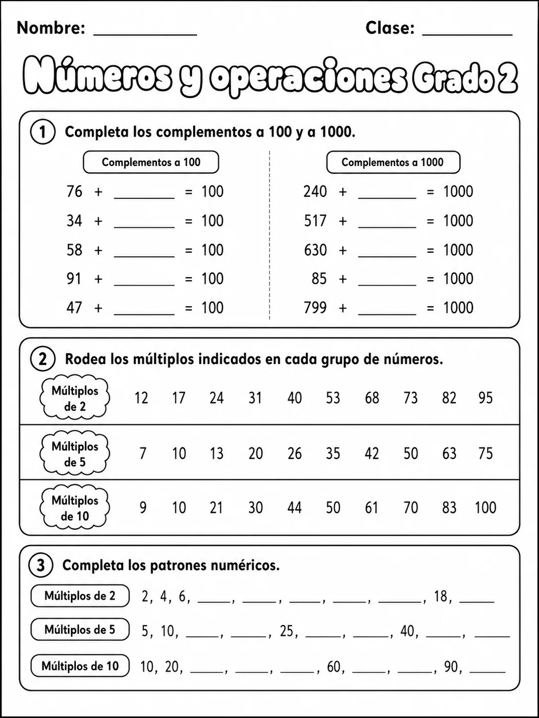 2.º grado - números y conteo - Paquete de fichas página 5 vista previa imprimible