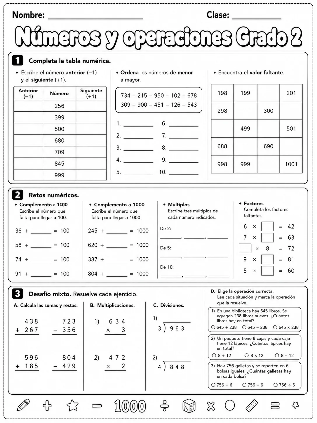 2.º grado - números y conteo - Paquete de fichas página 10 vista previa imprimible