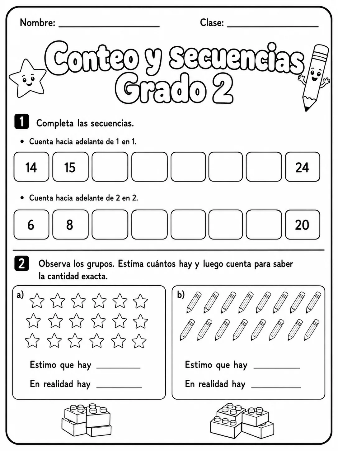 2.º grado - patrones y secuencias - Paquete de fichas vista previa imprimible de matemáticas en KiwiBee