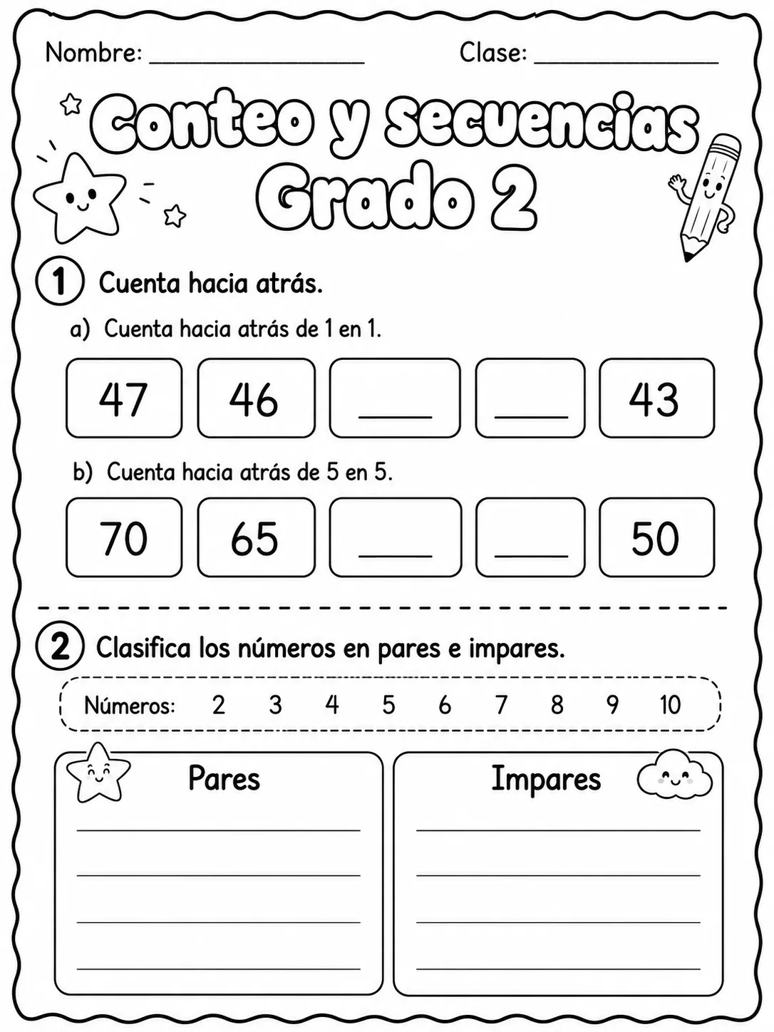 2.º grado - patrones y secuencias - Paquete de fichas página 2 vista previa imprimible