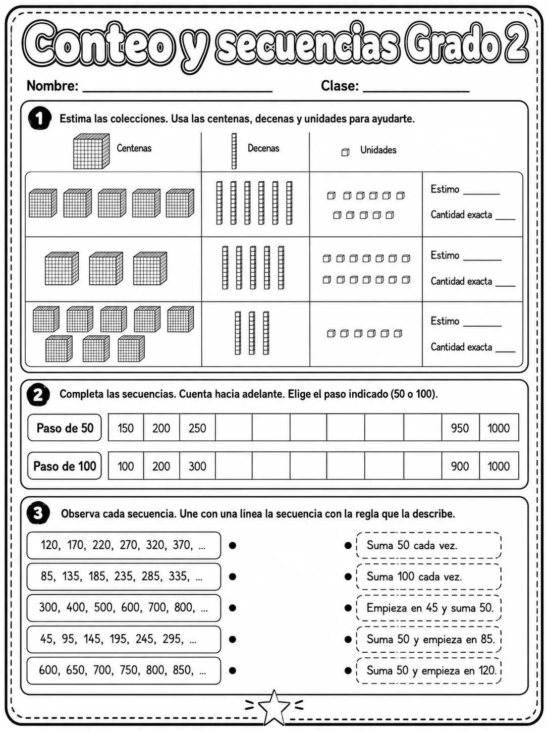 2.º grado - patrones y secuencias - Paquete de fichas página 7 vista previa imprimible