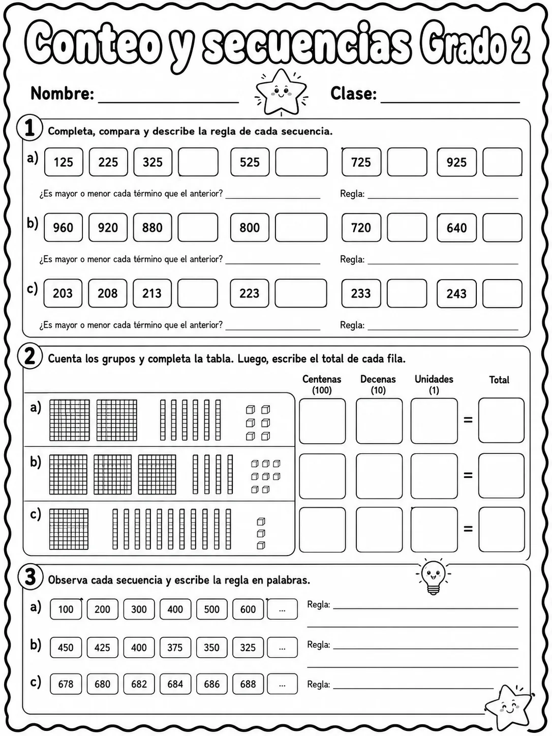 2.º grado - patrones y secuencias - Paquete de fichas página 10 vista previa imprimible