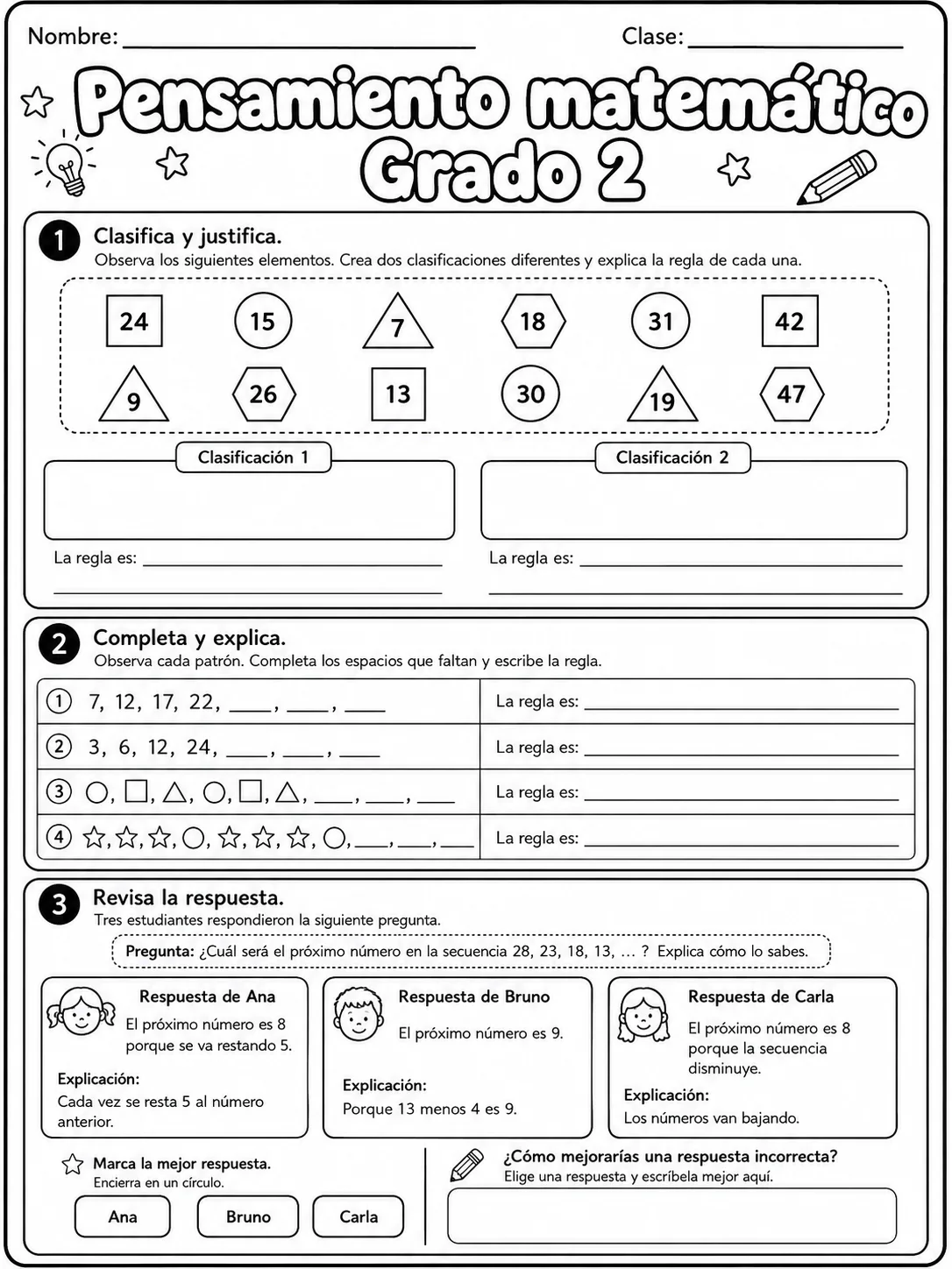2.º grado - repaso de matemáticas - Paquete de fichas - Conjunto 3 página 9 vista previa imprimible