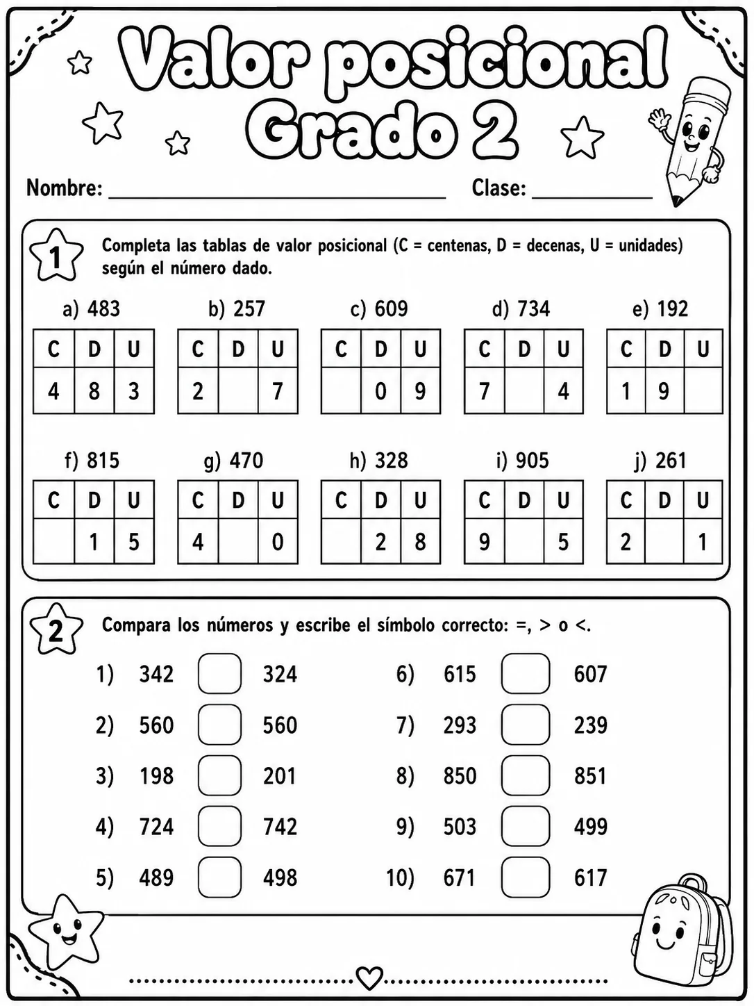 2.º grado - valor posicional - Paquete de fichas página 3 vista previa imprimible