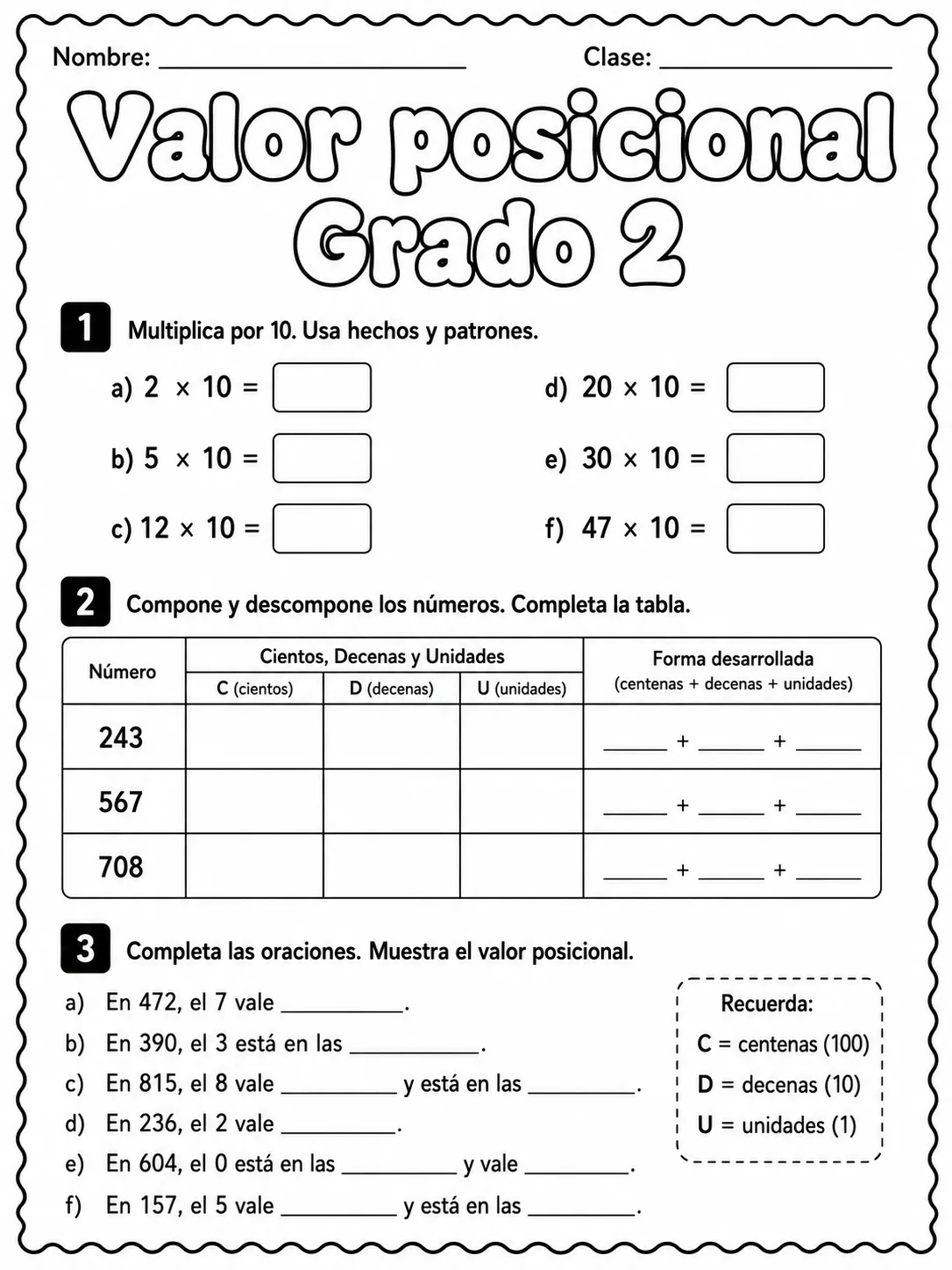 2.º grado - valor posicional - Paquete de fichas página 4 vista previa imprimible