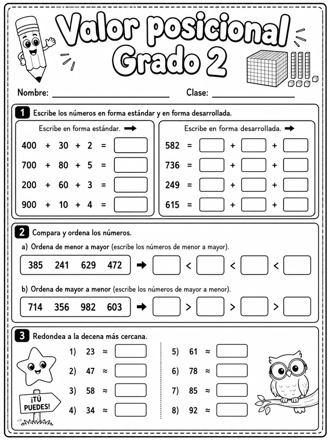 2.º grado - valor posicional - Paquete de fichas página 5 vista previa imprimible
