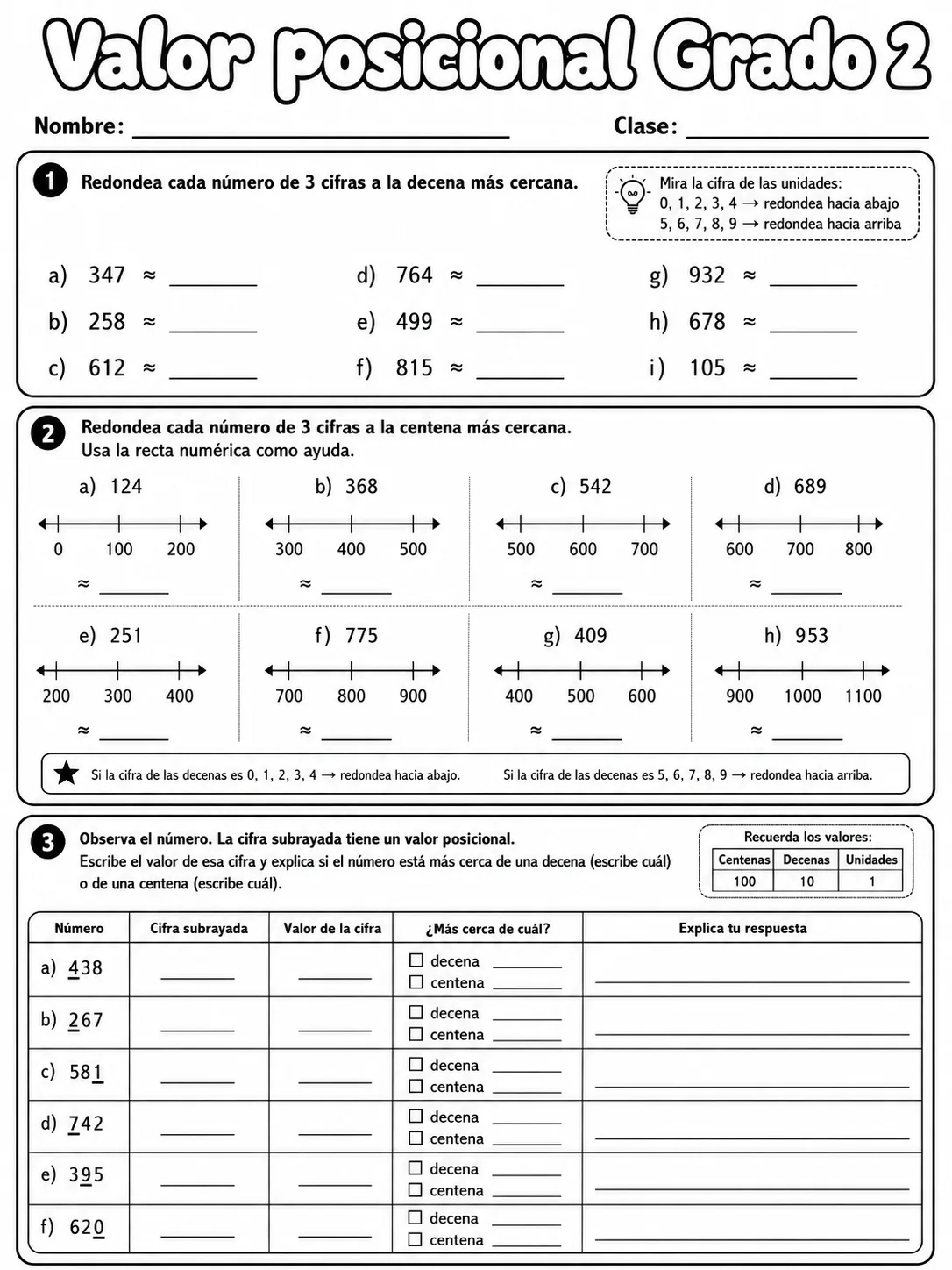 2.º grado - valor posicional - Paquete de fichas página 7 vista previa imprimible