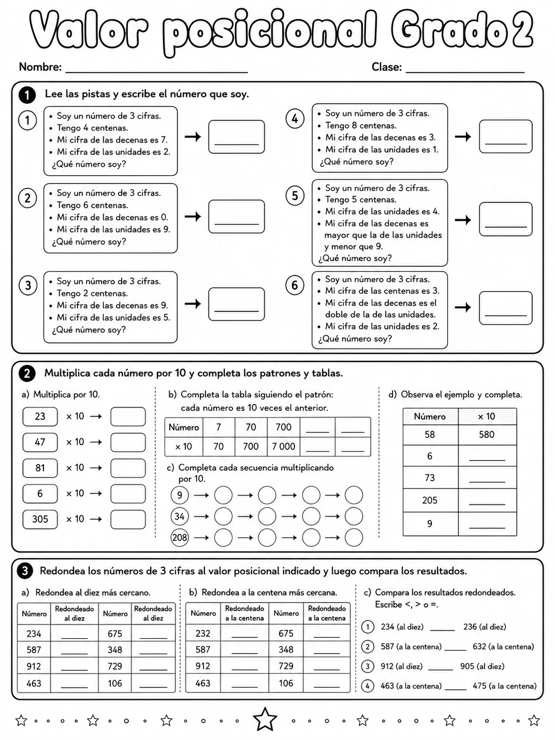 2.º grado - valor posicional - Paquete de fichas página 9 vista previa imprimible