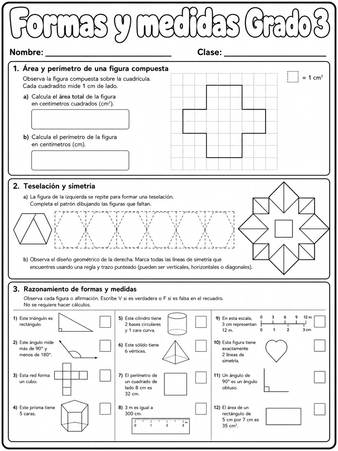 3.º grado - medidas de longitud, masa y capacidad - Paquete de fichas página 10 vista previa imprimible