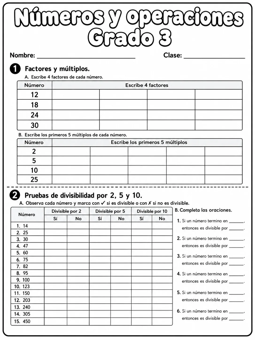 3.º grado - números y conteo - Paquete de fichas página 4 vista previa imprimible