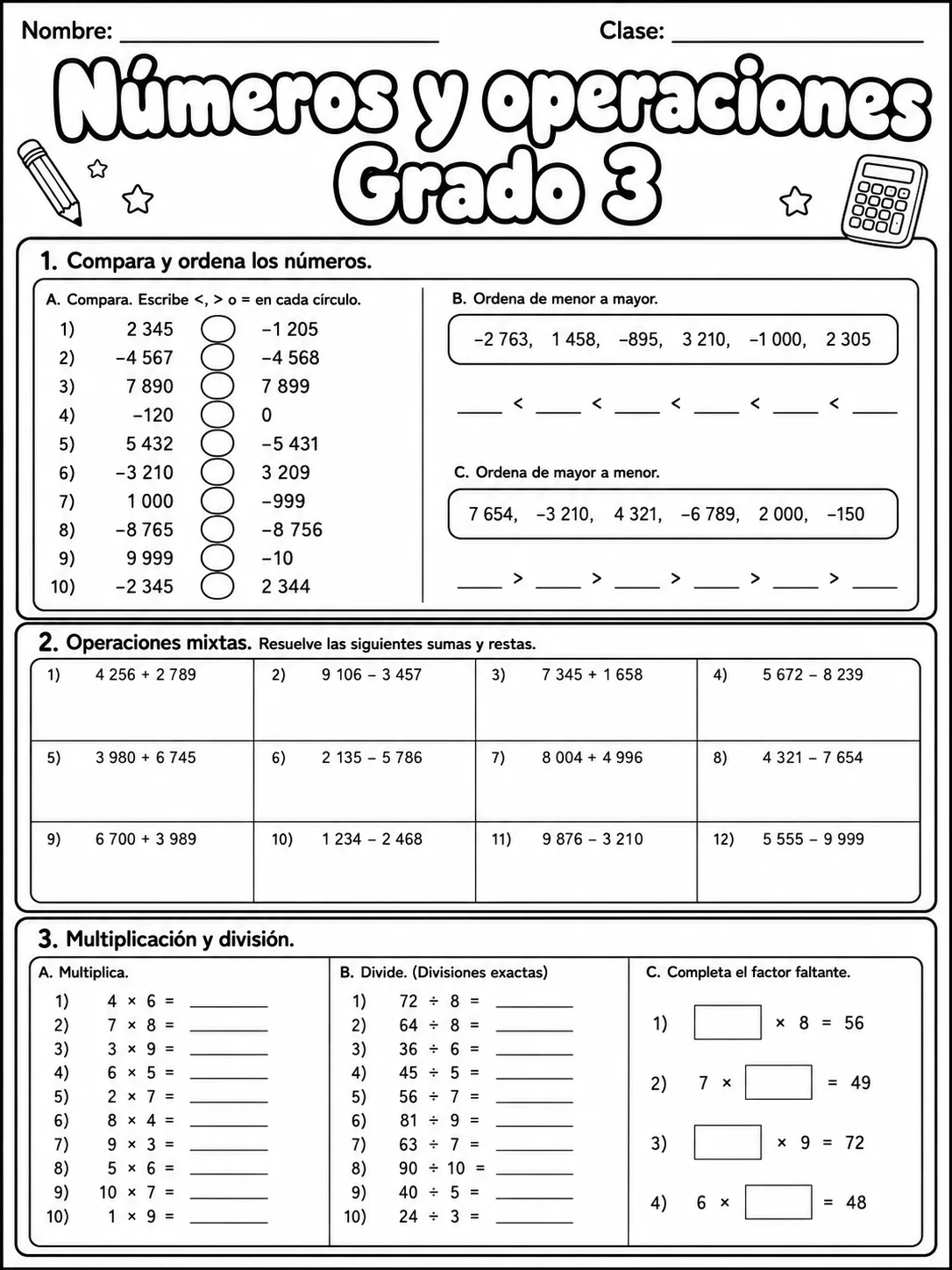 3.º grado - números y conteo - Paquete de fichas página 5 vista previa imprimible
