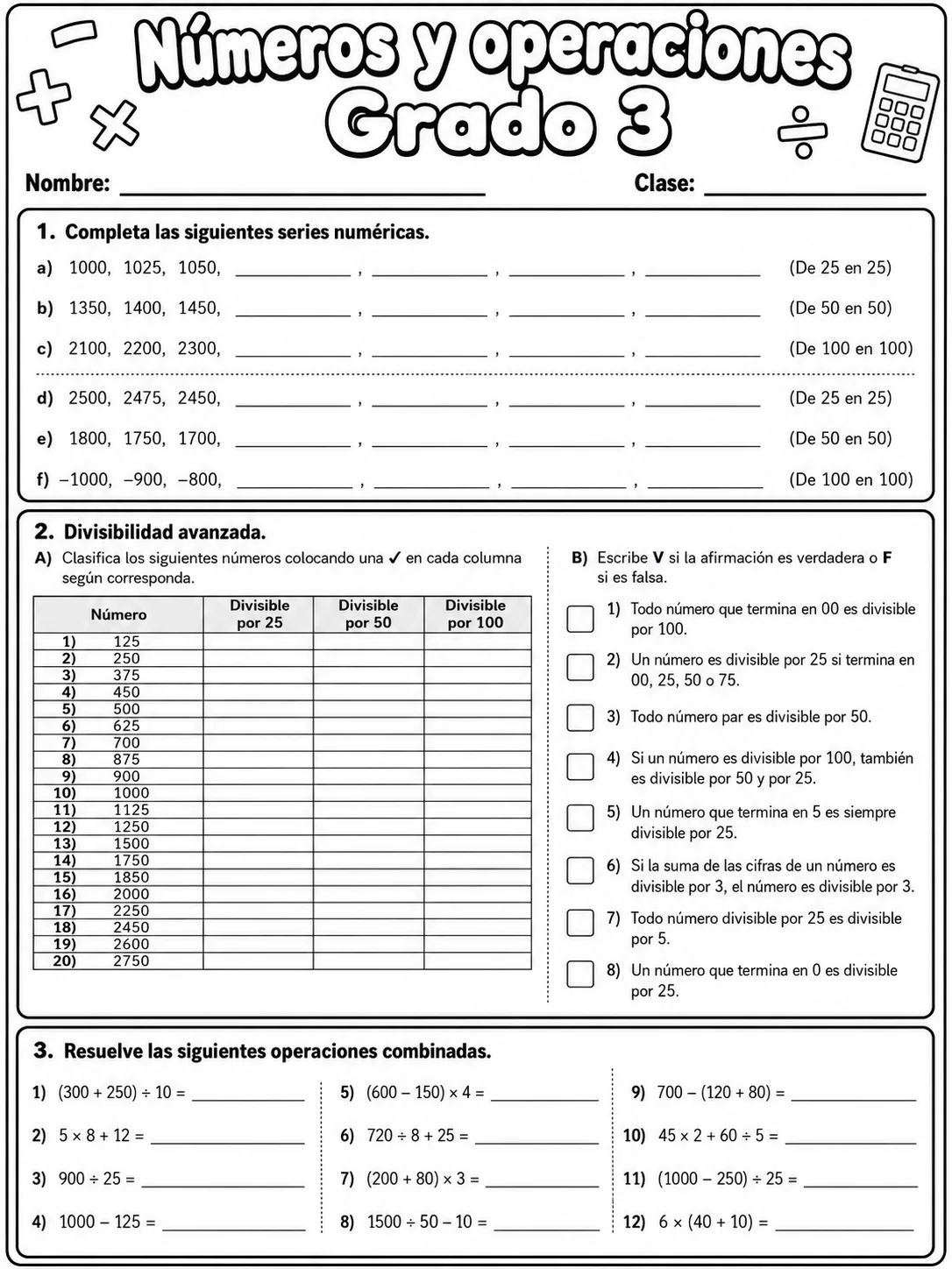 3.º grado - números y conteo - Paquete de fichas página 7 vista previa imprimible