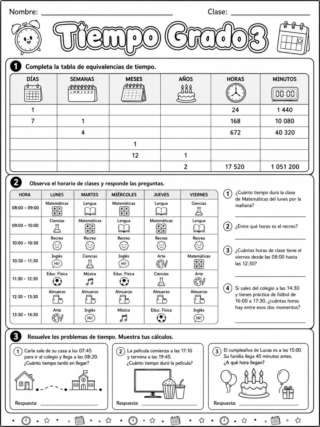3.º grado - repaso de matemáticas - Paquete de fichas - Conjunto 3 página 7 vista previa imprimible