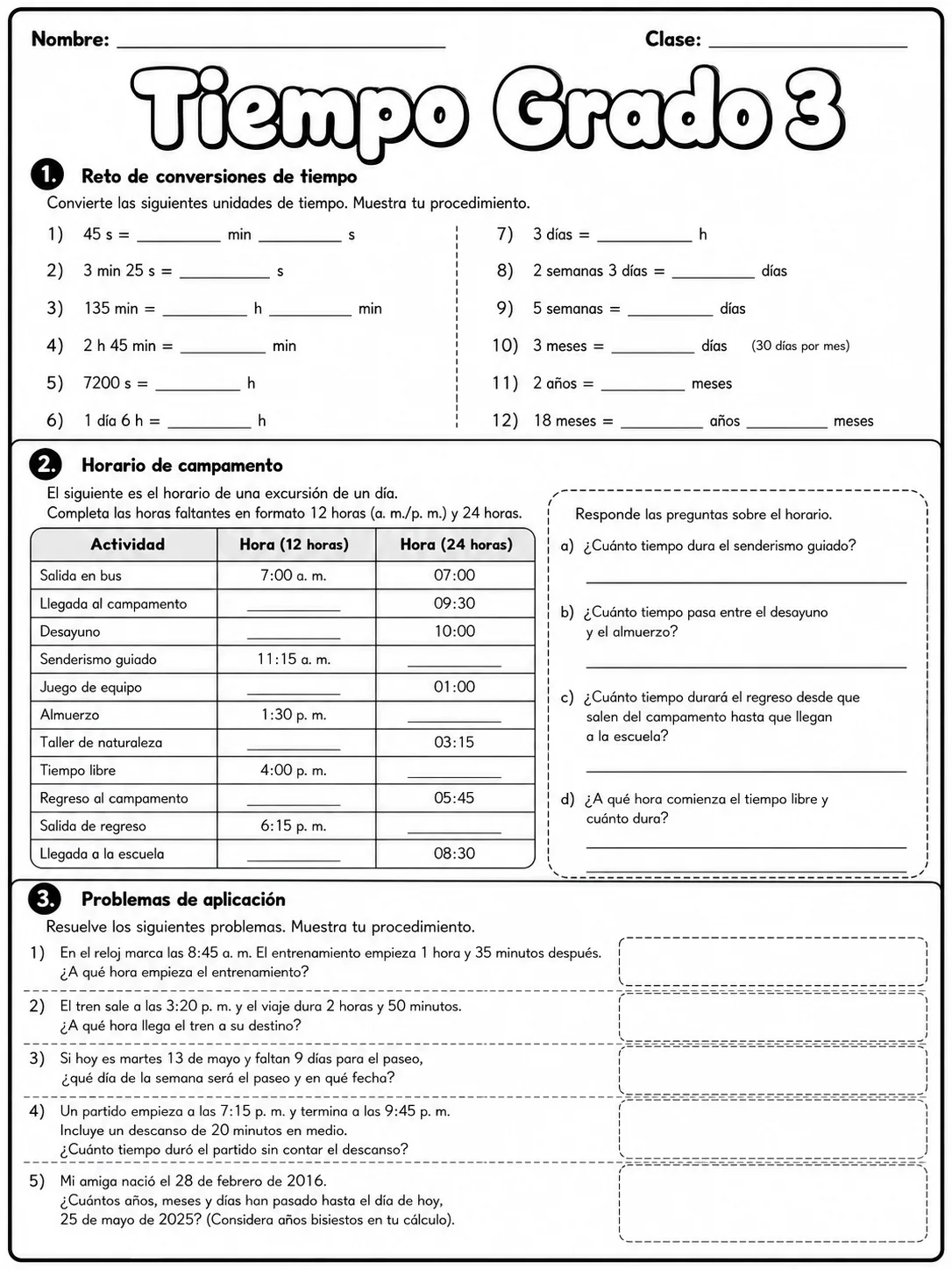 3.º grado - repaso de matemáticas - Paquete de fichas - Conjunto 3 página 10 vista previa imprimible