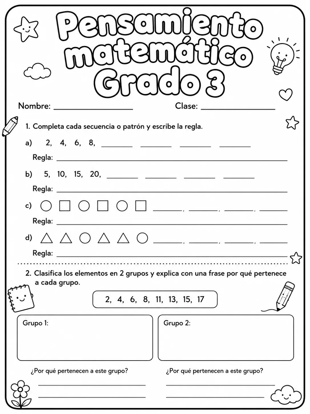 3.º grado - repaso de matemáticas - Paquete de fichas vista previa imprimible de matemáticas en KiwiBee