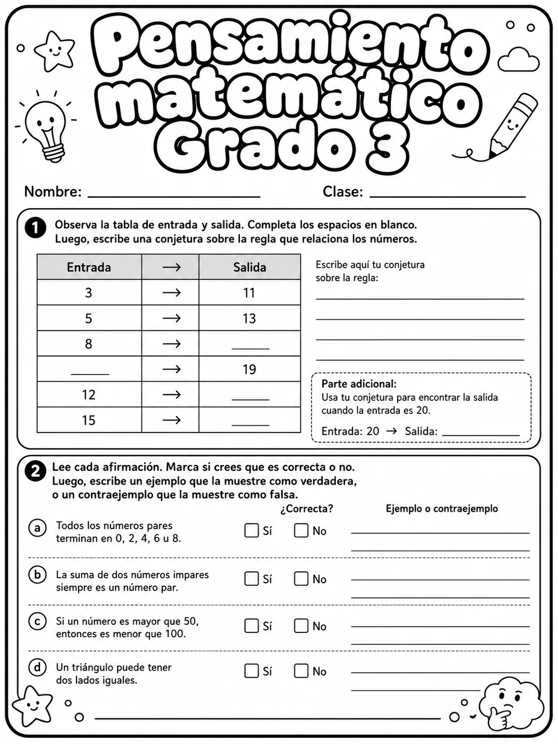 3.º grado - repaso de matemáticas - Paquete de fichas página 4 vista previa imprimible