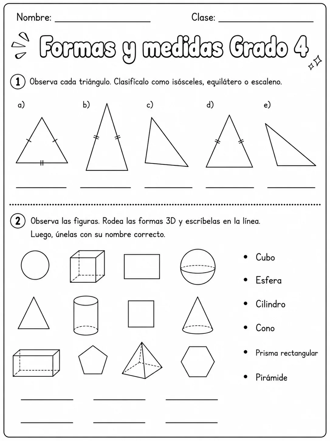 4.º grado - medidas de longitud, masa y capacidad - Paquete de fichas vista previa imprimible de matemáticas en KiwiBee