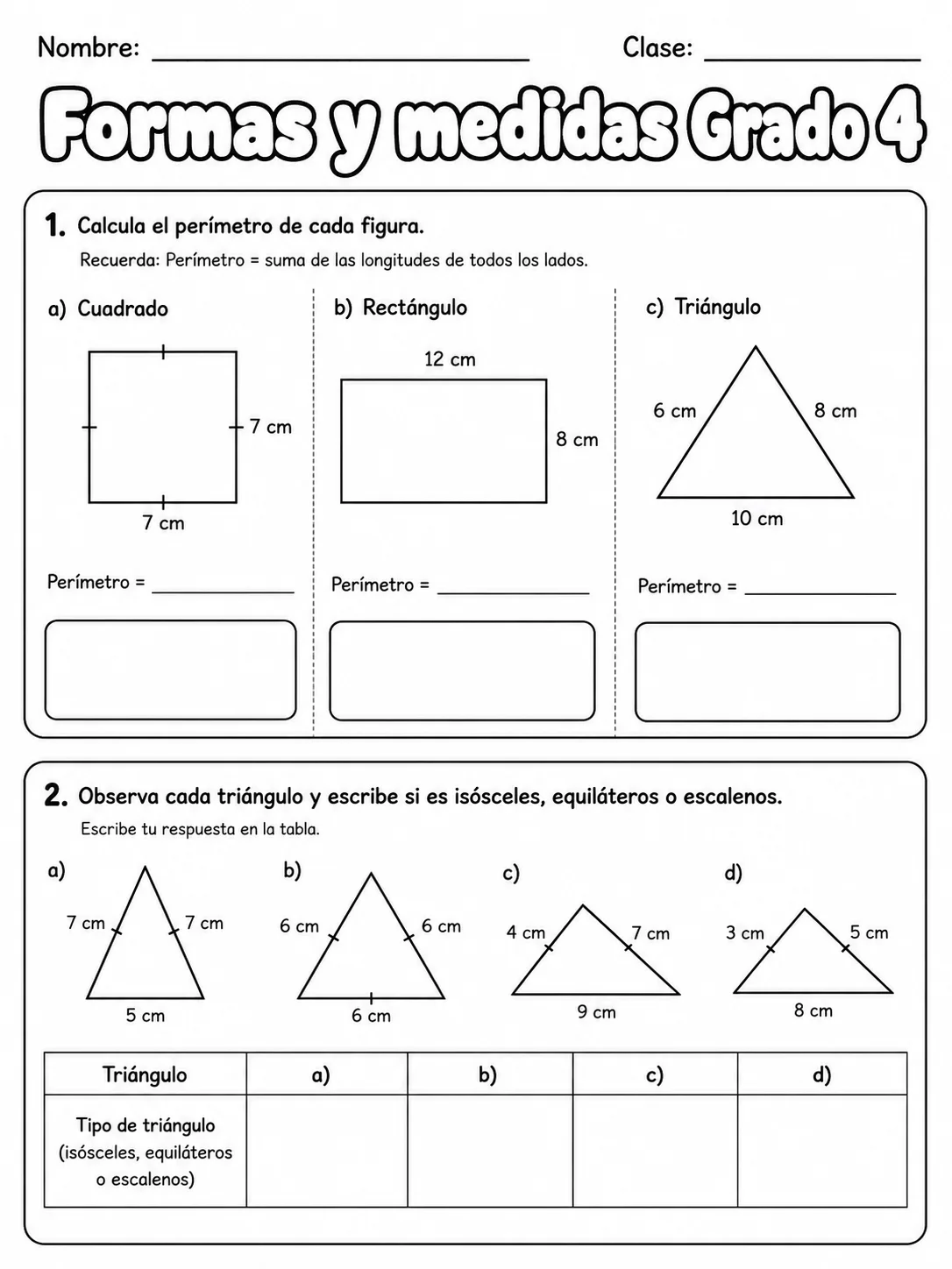 4.º grado - medidas de longitud, masa y capacidad - Paquete de fichas página 2 vista previa imprimible