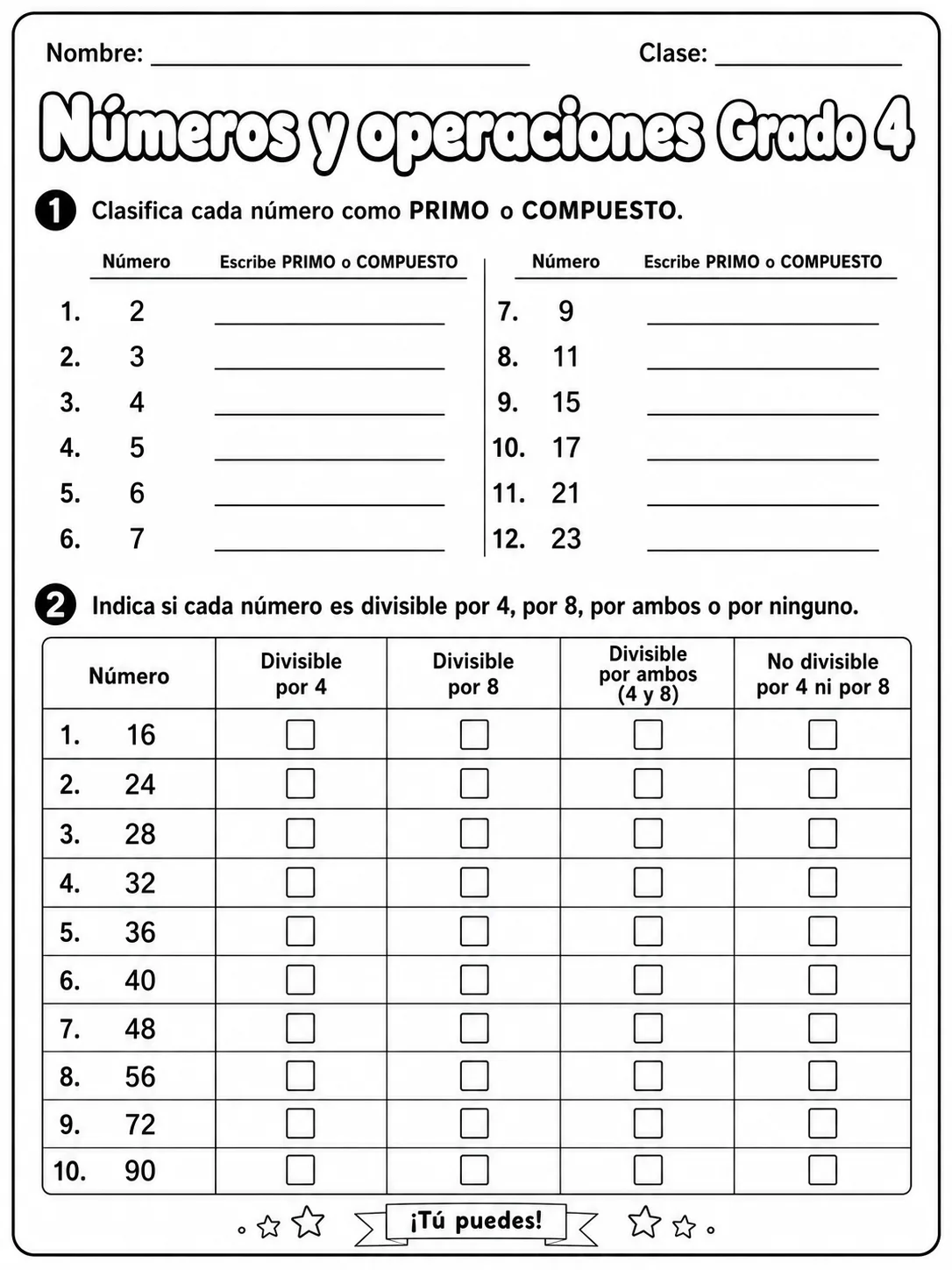 4.º grado - números y conteo - Paquete de fichas página 2 vista previa imprimible