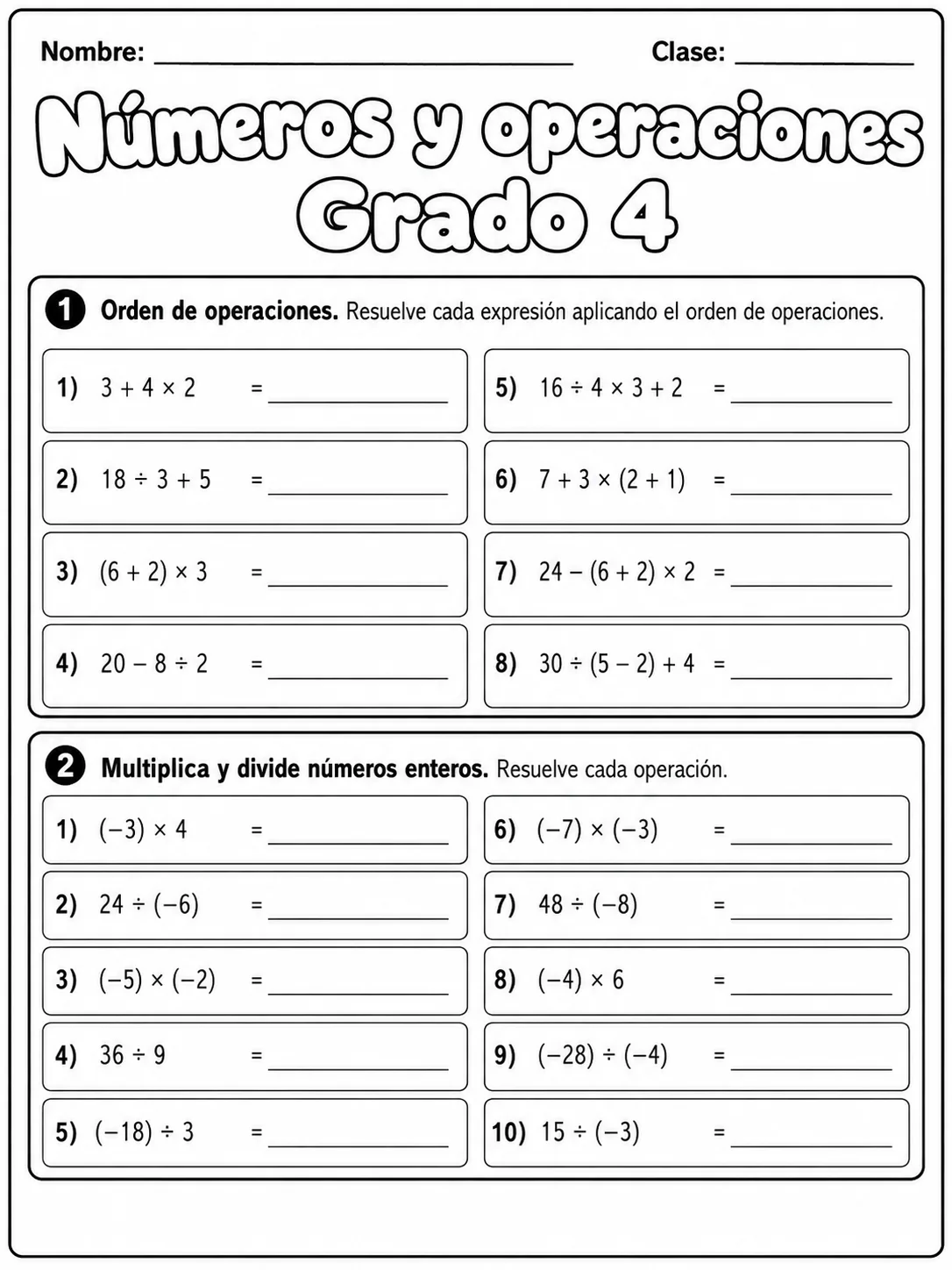 4.º grado - números y conteo - Paquete de fichas página 4 vista previa imprimible