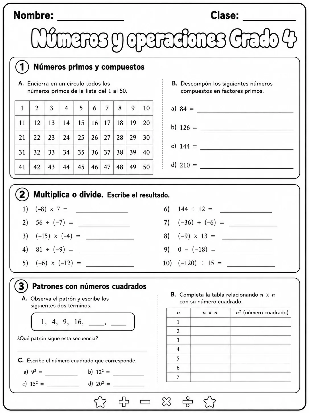 4.º grado - números y conteo - Paquete de fichas página 7 vista previa imprimible