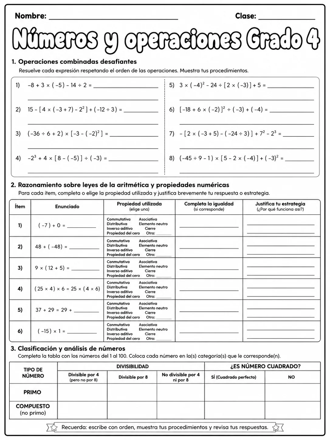 4.º grado - números y conteo - Paquete de fichas página 10 vista previa imprimible