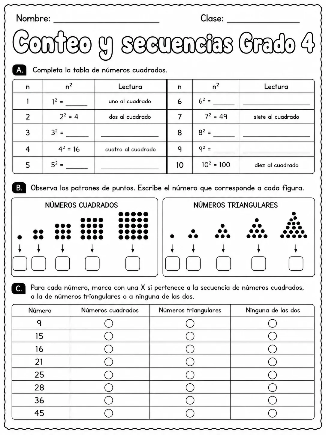 4.º grado - patrones y secuencias - Paquete de fichas página 6 vista previa imprimible