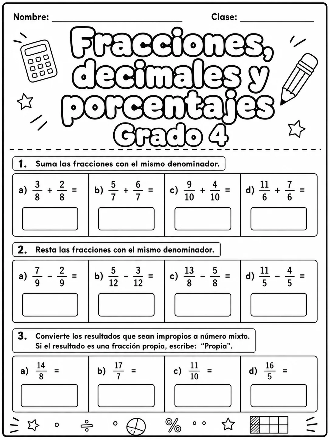 4.º grado - porcentajes - Paquete de fichas página 4 vista previa imprimible