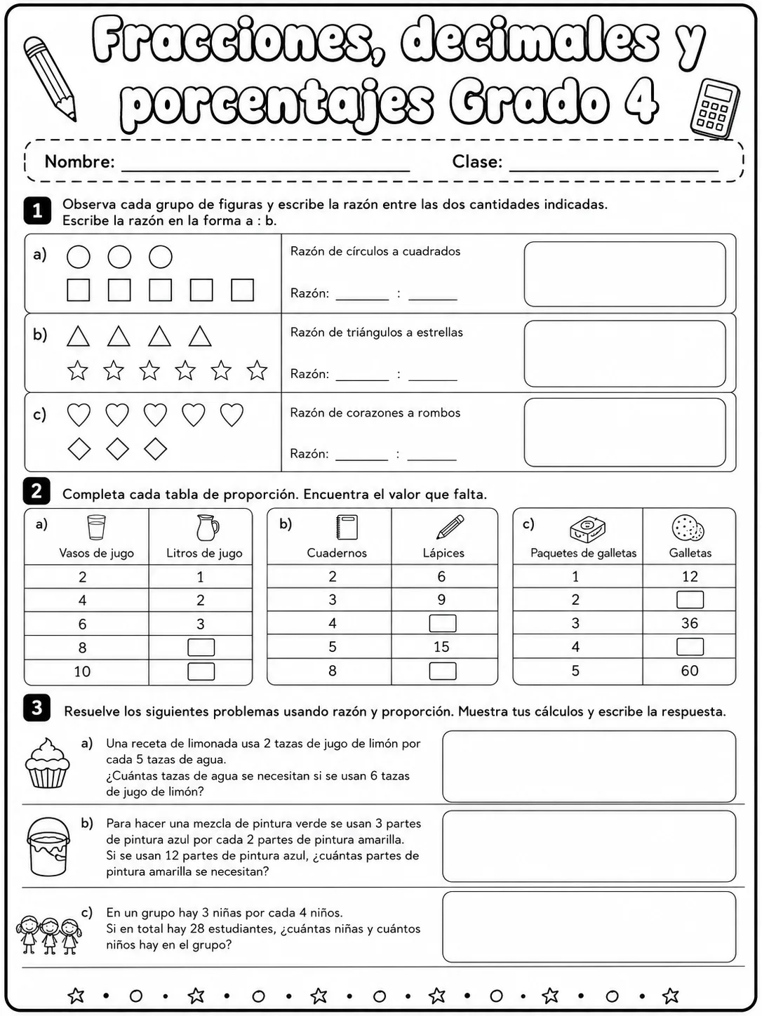 4.º grado - porcentajes - Paquete de fichas página 8 vista previa imprimible