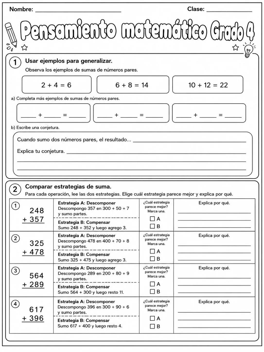 4.º grado - repaso de matemáticas - Paquete de fichas - Conjunto 3 página 2 vista previa imprimible