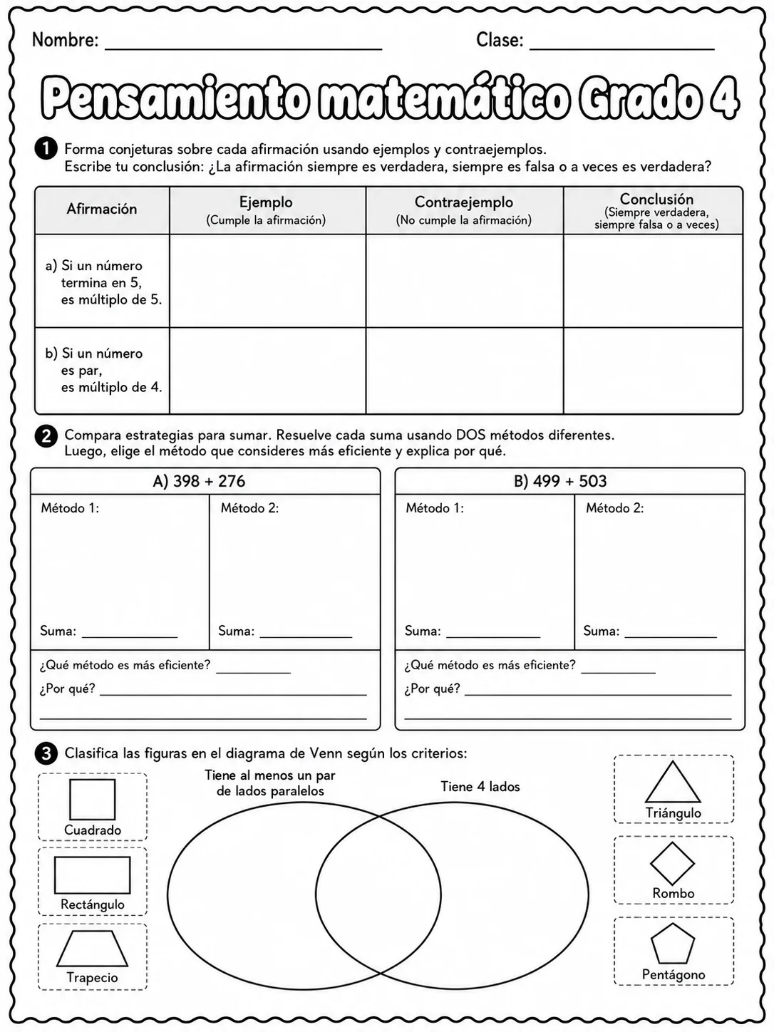 4.º grado - repaso de matemáticas - Paquete de fichas - Conjunto 3 página 7 vista previa imprimible